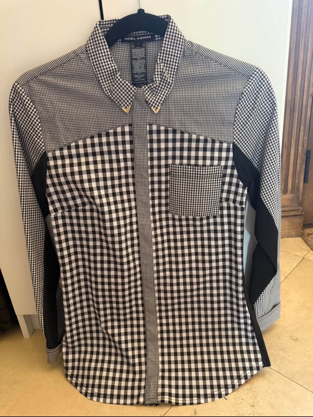 Women’s Noel Asmar Black & White Gingham Mixed-Check Button Down Shirt